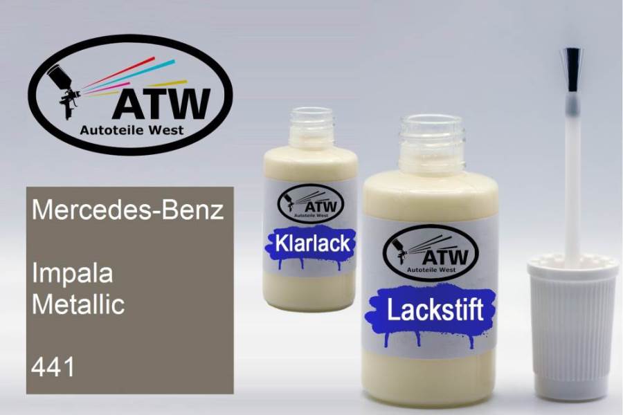 Mercedes-Benz, Impala Metallic, 441: 20ml Lackstift + 20ml Klarlack - Set, von ATW Autoteile West.